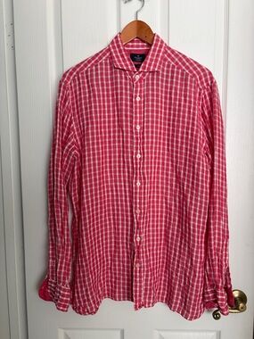 Hackett Red and White Checked Button-Down Shirt